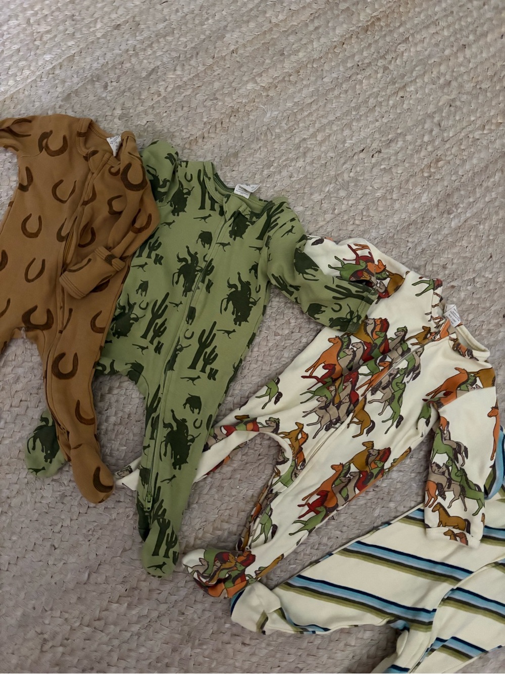 kate quinn Green Western Animal Print Footed One-Piece bundle of 4